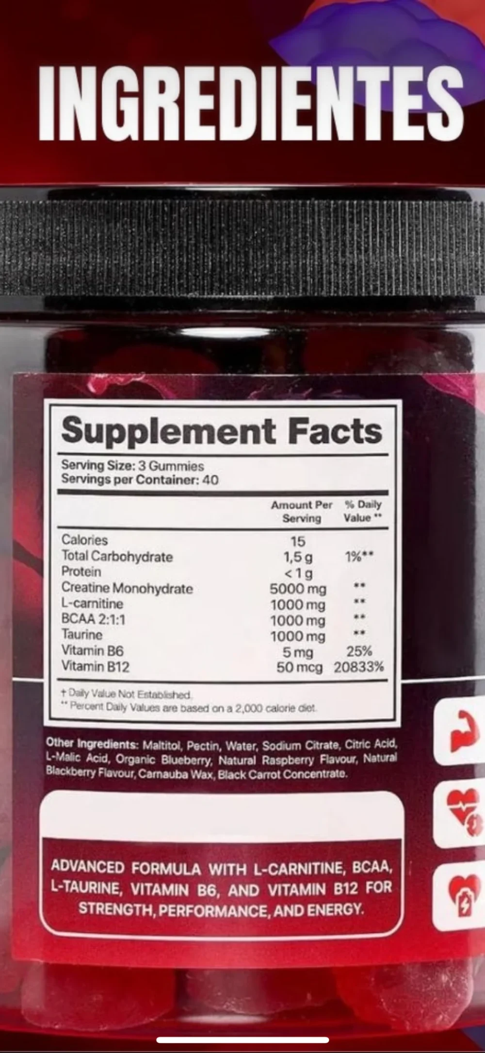 120 Creatine Monohydrate BCAA Gummies - Image 2